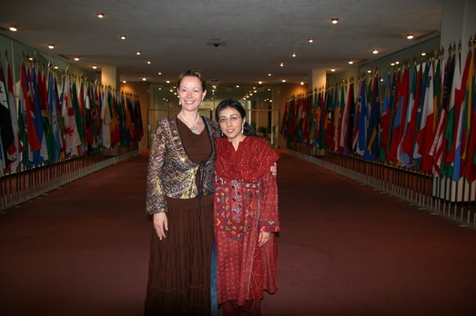 Tina Petrova and friend Hall of Flags United Nations NYC - 2007 Official Screening of Rumi Turning Ecstatic